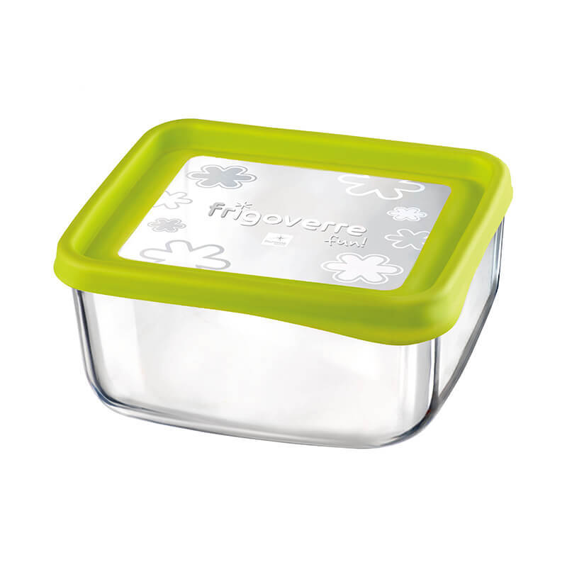 19X19 Cm Bormioli Rocco Frigoverre Fun Square Food Container in Glass