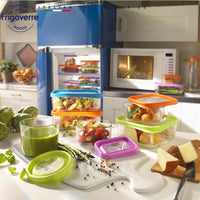 19X19 Cm Bormioli Rocco Frigoverre Fun Square Food Container in Glass