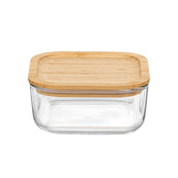 10X10 Cm Bormioli Rocco Frigoverre Bamboo Quadratischer Lebensmittelbehälter Aus Glas Mit Bambusdeckel