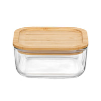 15x15 cm Bormioli Rocco Frigoverre Bamboo contenant alimentaire carré en verre avec couvercle bambou