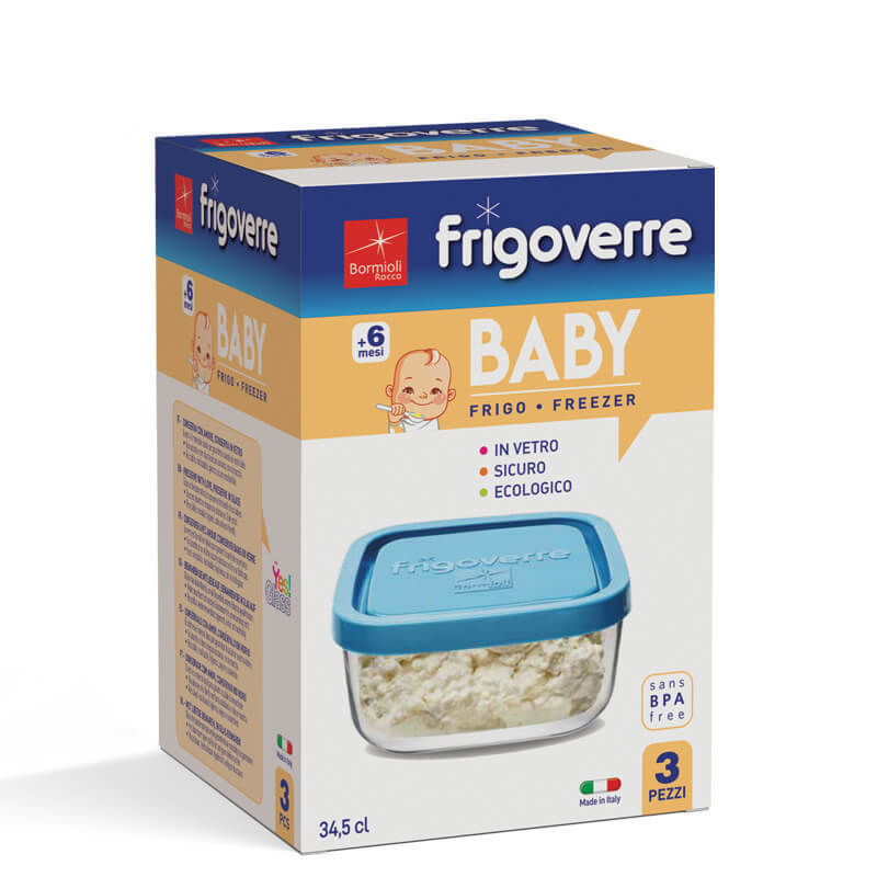 10X10 Cm Bormioli Rocco Frigoverre Classic Square Food Container Set 3 Pcs
