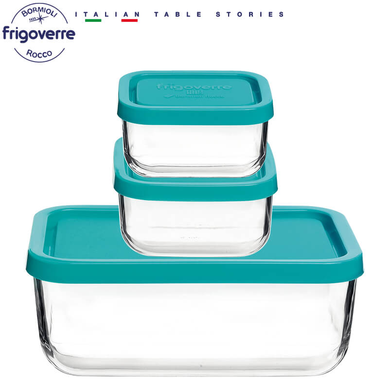 Bormioli Rocco Frigoverre Classic Rectangular Food Container Set of of 3 Pcs