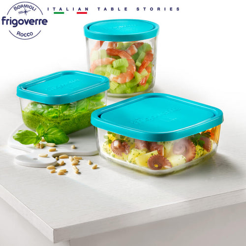 10X10 Cm Bormioli Rocco Frigoverre Classic Vierkante Voedselcontainer