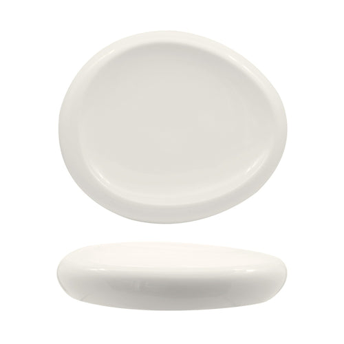 30.6x25.7 cm - Selecta Piatto Presentazione Alto Ovale In Porcellana Set 3 Pz