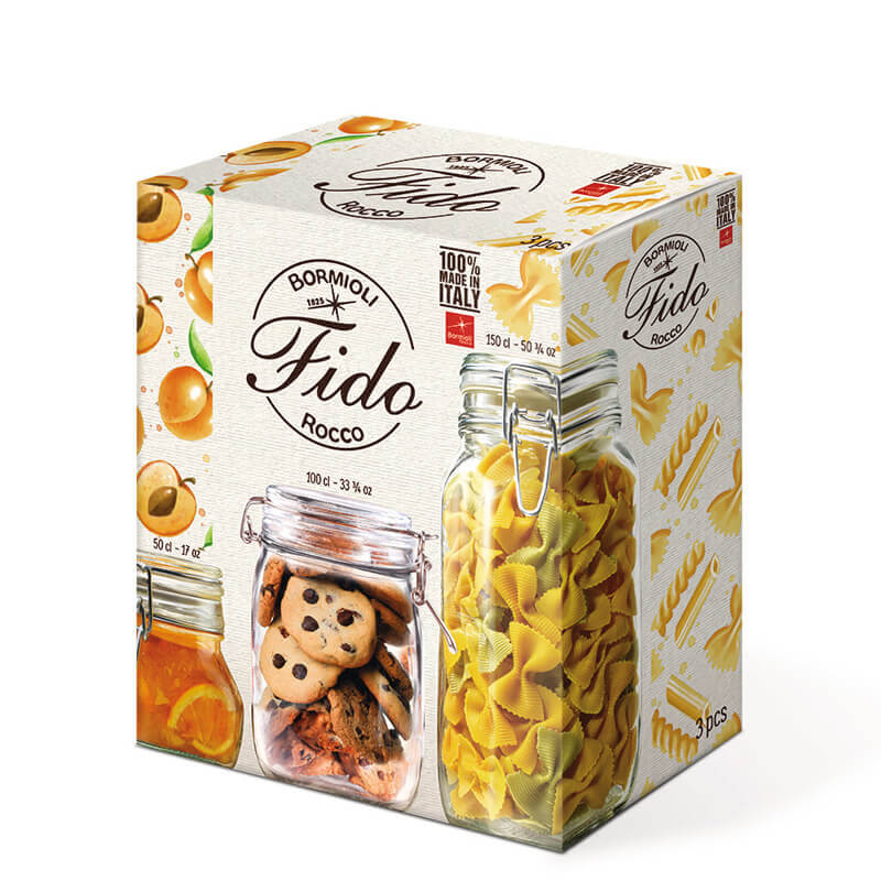 Bormioli Rocco Fido luchtdichte potten set van glas Set van 3 st