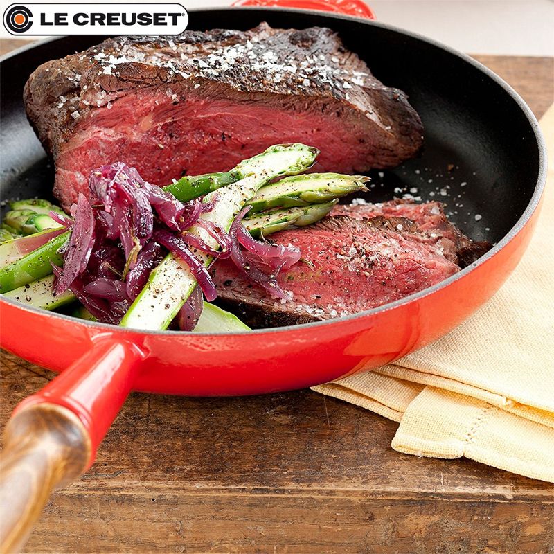 24 Cm Le Creuset Tradition Poêle En Fonte Émaillée Avec Manche En Bois