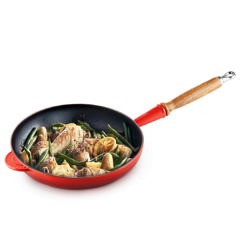 24 Cm Le Creuset Tradition Poêle En Fonte Émaillée Avec Manche En Bois