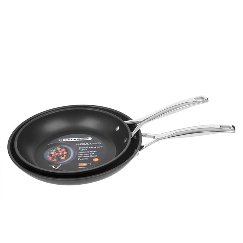 20 26 Cm Le Creuset Les Forgees Non-Stick Frying Pan Set in Aluminum Set of 2 Pcs