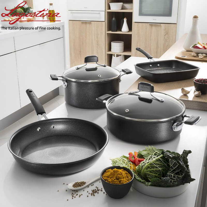 29X25 Cm Lagostina Tempra Titanium Extreme rechthoekige anti-aanbak grillpan aluminium