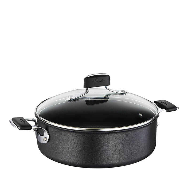 26 Cm Lagostina Tempra Titanium Extreme Shallow Non-Stick Aluminum Casserole with Lid