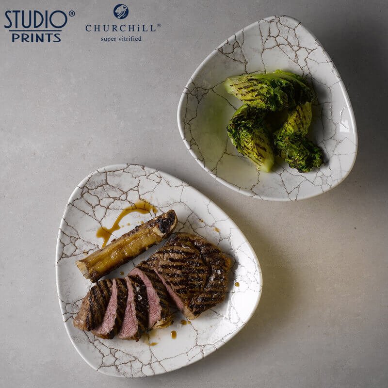 23 5X23 5 Cm Churchill Studio Prints Kintsugi Deep Plate Triangular in Vitrified Porcelain