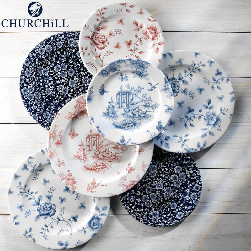 21 Cm Churchill Vintage Prints Prague Rose Assiette Plate En Porcelaine Émaillée