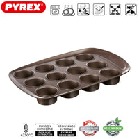12 Forme Pyrex Asimetria Stampo Muffin Antiaderente Con Presa Facile