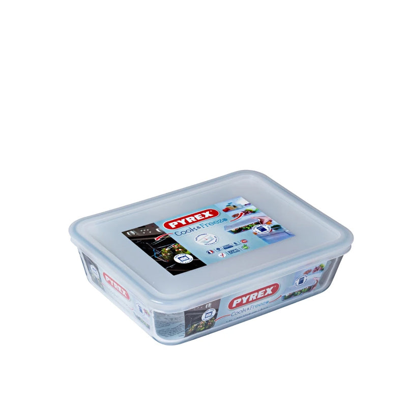 Pyrex Cook And Freeze rechthoekige voedselcontainer in borosilicaatglas