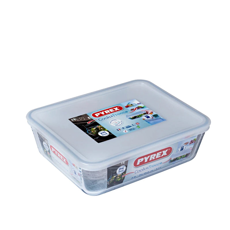 Pyrex Cook And Freeze rechthoekige voedselcontainer in borosilicaatglas
