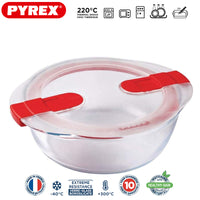 Pyrex Cook And Heat runder Lebensmittelbehälter aus Borosilikatglas mit Dampfventildeckel