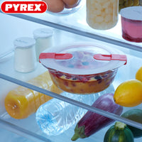 Pyrex Cook And Heat runder Lebensmittelbehälter aus Borosilikatglas mit Dampfventildeckel