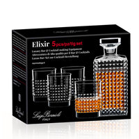 Set 5 pièces Elixir Luigi Bormioli Italia composé d'une carafe et quatre verres en verre transparent avec