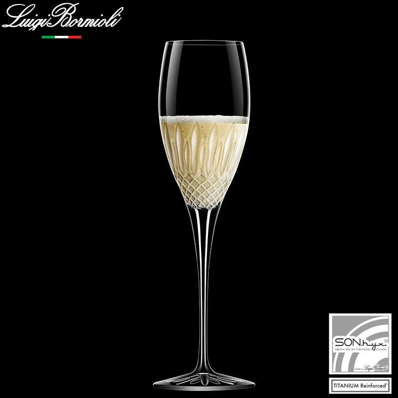 22 Cl Bormioli Luigi Diamante Flute Glass in Glass Set of 4 Pieces