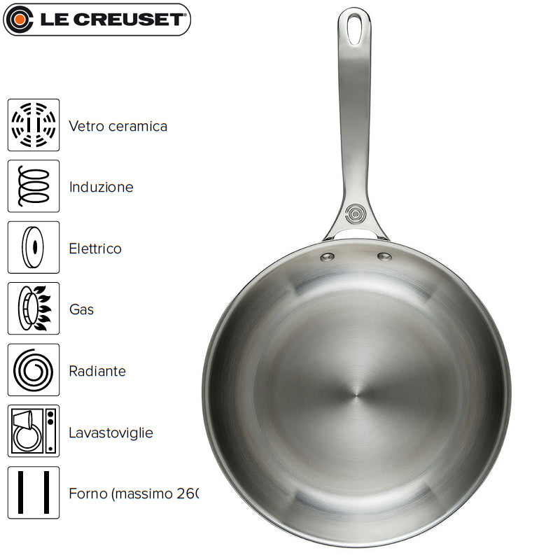 Le Creuset Poêle Haute en Acier Inoxydable