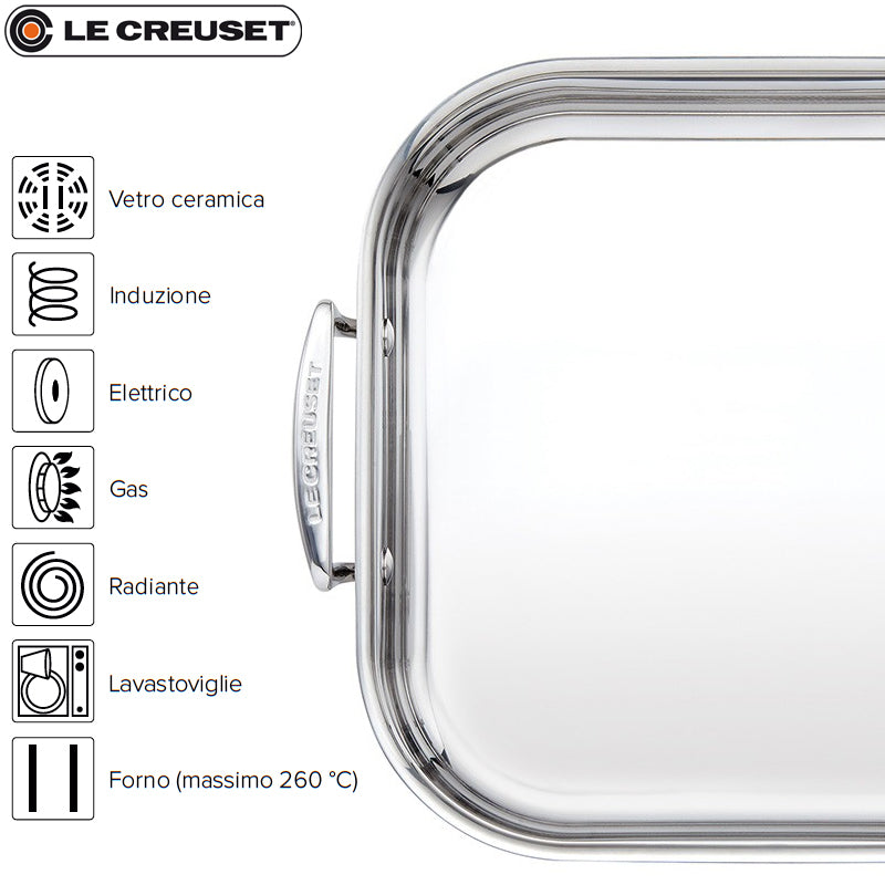35X25 Cm Le Creuset Rechteckige Bratform aus Edelstahl