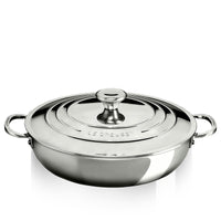 30 Cm Le Creuset Tegame Basso In Acciaio Inox Con Coperchio