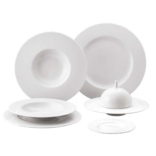 25 Cm Costa Verde Saturno Deep Plate in Porcelain Set of 12 Pcs
