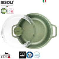 24 Cm Risoli Dr Green Stone Extra Induction cacerola baja antiadherente aluminio con tapa