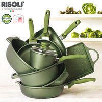 24 Cm Risoli Dr Green Stone Extra Induction cacerola baja antiadherente aluminio con tapa