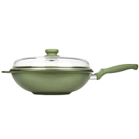 32 Cm Risoli Dr Green Stone Extra Induction wok antiadhésif aluminium avec couvercle
