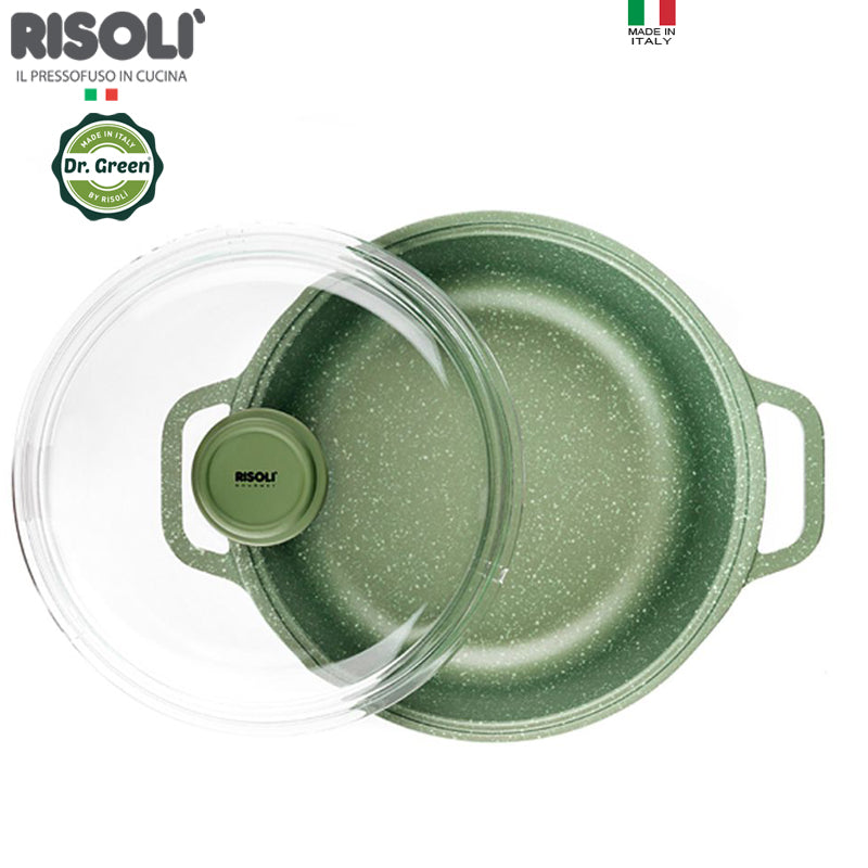 Risoli Dr Green Stone Hoher Antihaft-Aluminium-Kochtopf Mit Glasdeckel