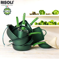 36X24 Cm Risoli Dr Green Stone Ovale Antihaft-Bratform aus Aluminium mit Glasdeckel