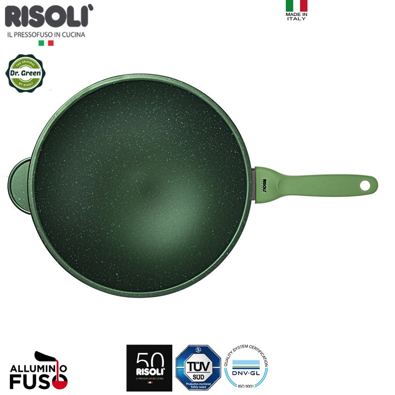 30 Cm Risoli Dr Green Stone wok avec manche antiadhésif aluminium