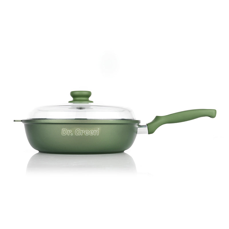 28 Cm Risoli Dr Green Stone Extra Induction hohe Antihaft-Aluminium-Pfanne mit Deckel