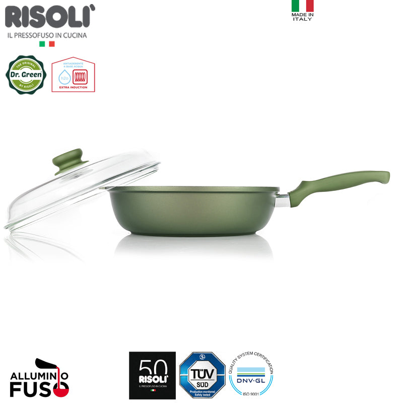 28 Cm Risoli Dr Green Stone Extra Induction hohe Antihaft-Aluminium-Pfanne mit Deckel