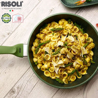 28 Cm Risoli Dr Green Stone Extra Induction hohe Antihaft-Aluminium-Pfanne mit Deckel