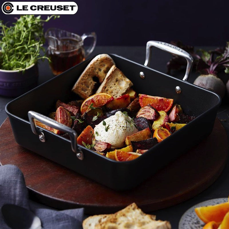 26X26 Cm Le Creuset Les Forgées bandeja cuadrada antiadherente aluminio