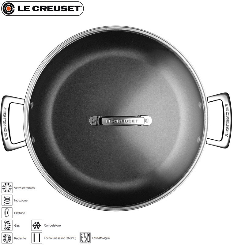 Le Creuset Les Forgees Sauteuse basse antiadhésive en aluminium avec couvercle
