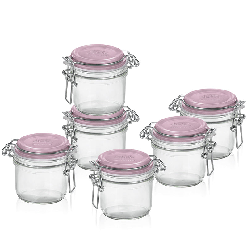 20 Cl Bormioli Rocco Fido Aromateca Pot hermétique cylindrique en verre Tappo Rosa Set de 6 pz