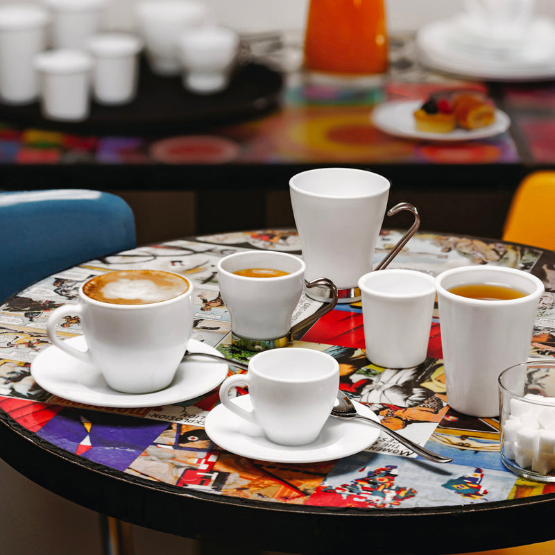 Bormioli Rocco Colour Palette Runde Espressotassen-Untertasse aus Opalglas Set mit mit 6 Stk