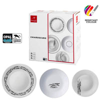 Bormioli Rocco Chiaroscuro Service assiettes en verre opalin Set de 18 pcs