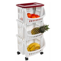 Bama Tidy Storage Trolley With Wheels And Plastic Tray Set 3 Pz