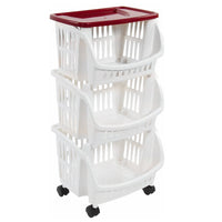 Bama Tidy Storage Trolley With Wheels And Plastic Tray Set 3 Pz