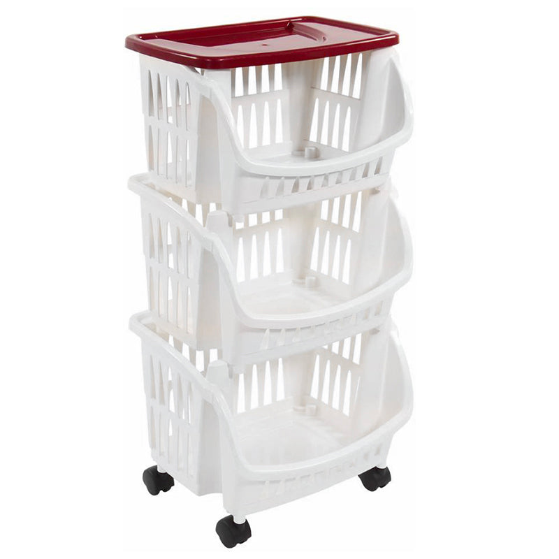 Bama Tidy Storage Trolley With Wheels And Plastic Tray Set 3 Pz