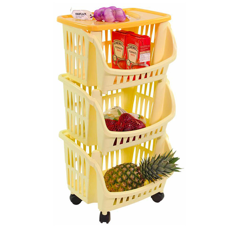 Bama Tidy Storage Trolley With Wheels And Plastic Tray Set 3 Pz