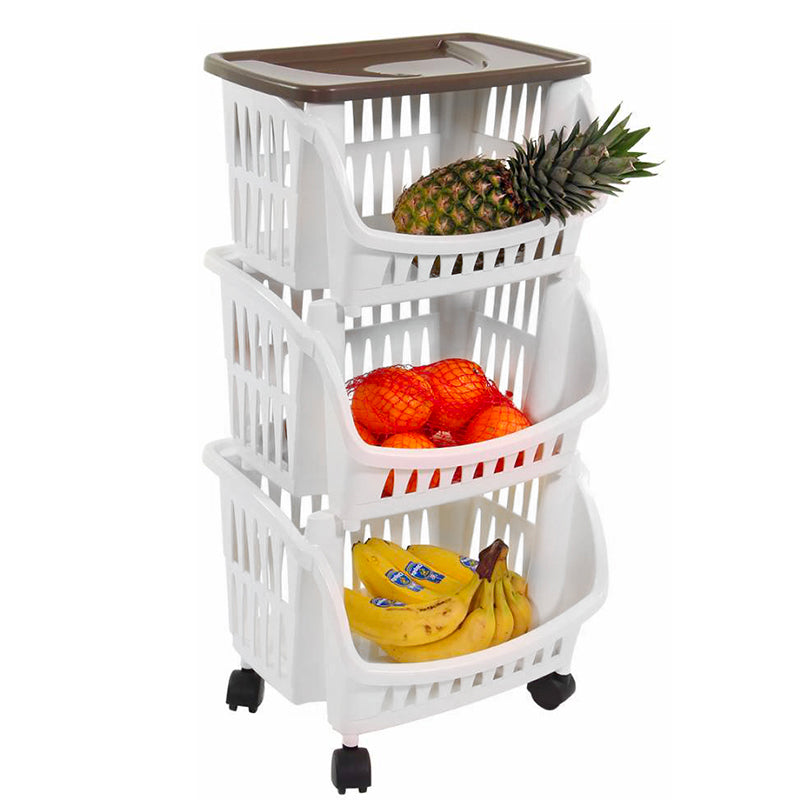 Bama Tidy Storage Trolley With Wheels And Plastic Tray Set 3 Pz