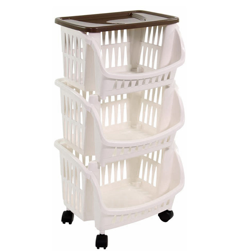 Bama Tidy Storage Trolley With Wheels And Plastic Tray Set 3 Pz