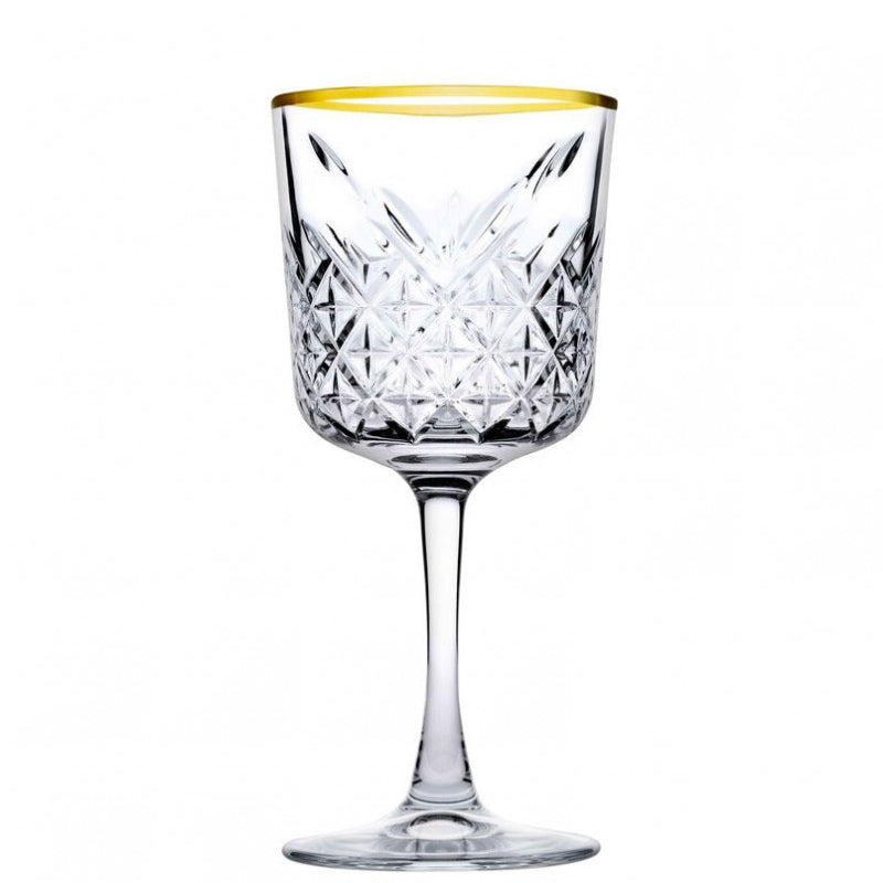 33 Cl Pasabahce Timeless Golden Touch Red Wine Glass Gold Rim in Glass Set 4 Pcs