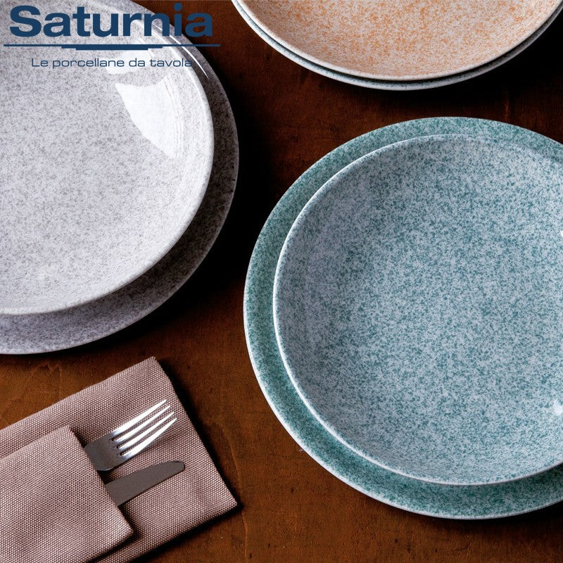 33 Cm Saturnia Granito Assiette Pizza En Porcelaine Lot de 6 Pièces