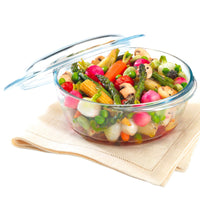 Pyrex Essentials Set ronde steelpannen van borosilicaatglas met deksel set van 3 stuks